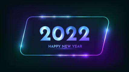 2022 Happy New Year neon background