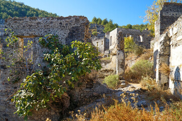Fototapeta na wymiar Ruins of the ancient Greek city of Kayakoy near the city of Fethiye.