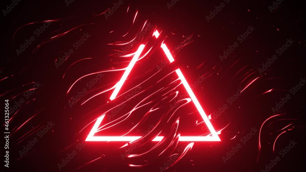 Poster flashing wires and triangle. abstract club composition with neon flashes. 3d animation of a seamless