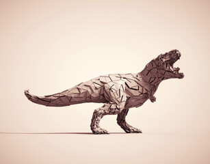 Abstract tyrannosaurus-rex made of wooden polygons.