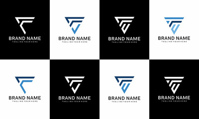 Set of Triangle F Logo Design Vectortemplate.