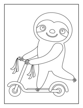 Coloring Book Pages for Kids. Coloring book for children. Sloth.