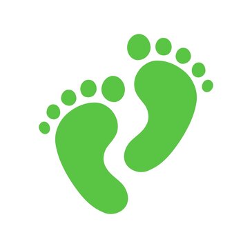 Green vector human man woman two legs footprints silhouette print drawing design.Outline Footsteps.Baby shower.New born.It's a boy, girl.Logo. Cricut Plotter laser cutting.Cut.Vinyl wall sticker decal