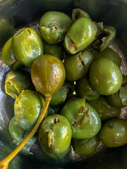 Appetizer of olives and capers close-up. Selective focus.
