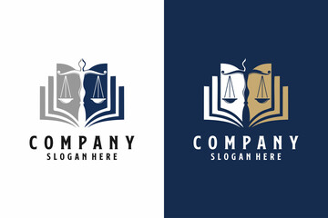 Law Education Logo Template Design Vector. Symbol of law and justice. Concept law and justice. Scales of justice, and book. Vector illustration. 