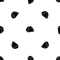 Seamless pattern of repeated black tourist tents. Elements are evenly spaced and some are rotated. Vector illustration on white background