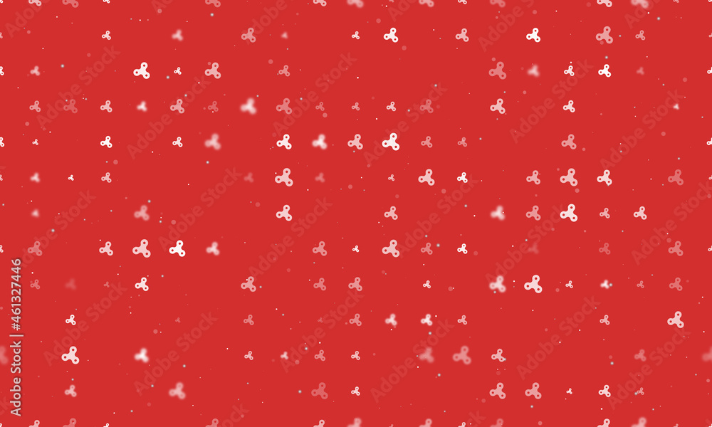 Poster seamless background pattern of evenly spaced white spinner symbols of different sizes and opacity. v
