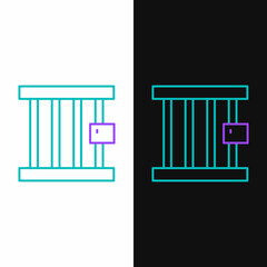 Line Prison window icon isolated on white and black background. Colorful outline concept. Vector