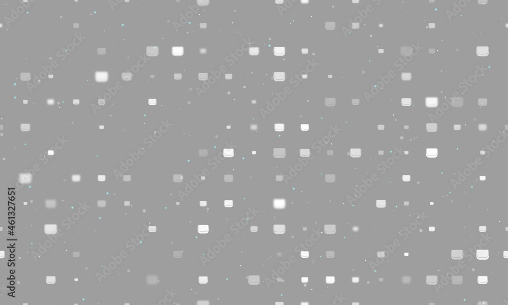 Poster Seamless background pattern of evenly spaced white ladies handbag symbols of different sizes and opacity. Vector illustration on gray background with stars