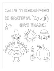 Coloring Book Pages for Kids. Coloring book for children. Thanksgiving.