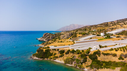 Fototapeta na wymiar The beach with sea in Southern Crete, Greece