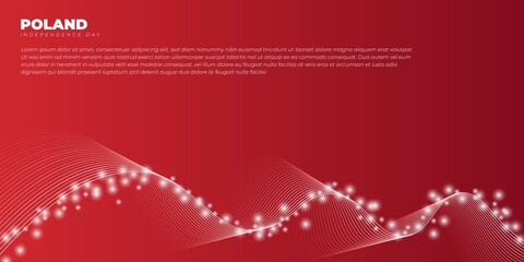 Red abstract background with flying little lights design. Poland Independence day design.