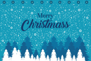 Christmas with pine trees in blue