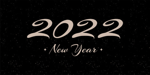 2022 new year greeting card design. Calligraphy number 2022 on vintage subtle grunge background. Typography graphic vector illustration