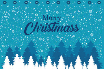 Christmas with pine trees in blue