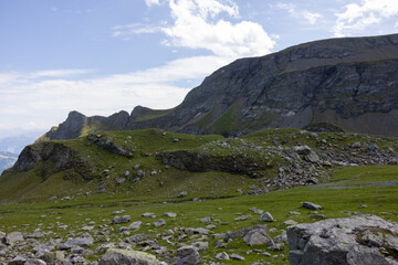 Amazing hiking day in one of the most beautiful area in Switzerland called Pizol in the canton of Saint Gallen. What a wonderful landscape in Switzerland at a sunny day.