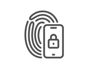 Lock line icon. Fingerprint access sign. Security padlock symbol. Quality design element. Line style lock icon. Editable stroke. Vector