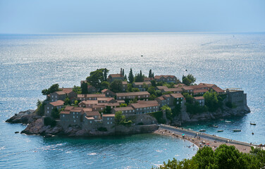 Sveti Stefan island with houses in Montenegro