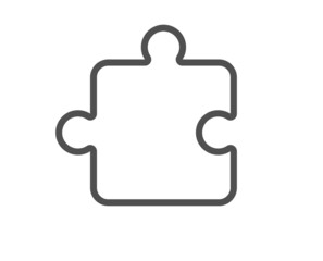 Puzzle piece line icon. Jigsaw game shape sign. Business strategy element. Quality design element. Line style puzzle icon. Editable stroke. Vector