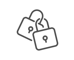 Lock line icon. Wedding padlock sign. Security access symbol. Quality design element. Line style locks icon. Editable stroke. Vector