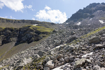 Amazing hiking day in one of the most beautiful area in Switzerland called Pizol in the canton of Saint Gallen. What a wonderful landscape in Switzerland at a sunny day.