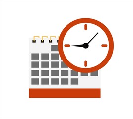 Vector calendar and clock icon. Schedule, appointment, important date concept. Modern flat illustration