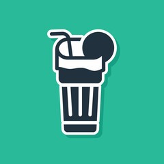 Blue Fresh smoothie icon isolated on green background. Vector