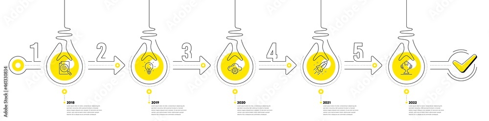Poster lightbulb journey path infographics. business infographic timeline with 5 steps. workflow process di