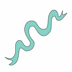 Blue ribbon in cartoon style. Tape for rhythmic gymnastics or holiday decoration. Vector illustration isolated on white background