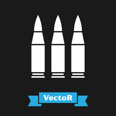 White Bullet icon isolated on black background. Vector