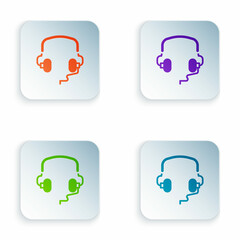 Color Headphones icon isolated on white background. Earphones. Concept for listening to music, service, communication and operator. Set colorful icons in square buttons. Vector