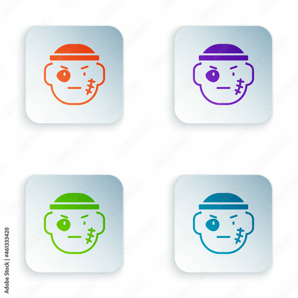 Poster color bandit icon isolated on white background. set colorful icons in square buttons. vector