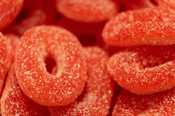 Colorful sweet jelly and candies with sugar. Macro.