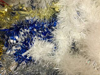 Christmas and New Year decorations, lights, rain and toys