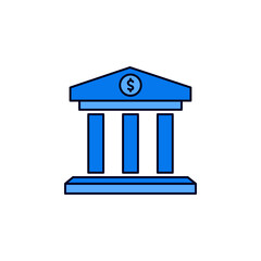 Modern bank building icon vector