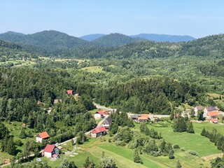 View of the settlement Lokve and the forest area of Gorski kotar - Croatia (Pogled na naselje Lokve...