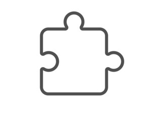 Puzzle piece line icon. Jigsaw game shape sign. Business strategy element. Quality design element. Line style puzzle icon. Editable stroke. Vector