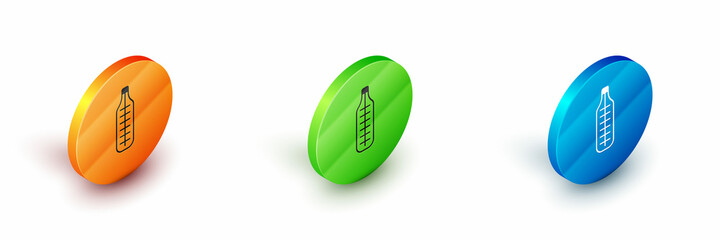 Isometric Medical thermometer for medical examination icon isolated on white background. Circle button. Vector