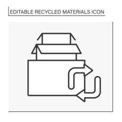 Paper recycling line icon. Recycle packing boxes. Ecology protection. Recycled materials concept. Isolated vector illustration. Editable stroke