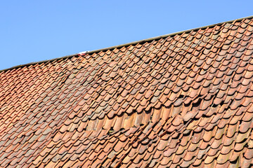 clay tile roof damage, some fallen tiles