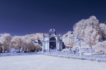 infrared photography - surreal ir photo of landscape with trees under cloudy sky - the art of our...