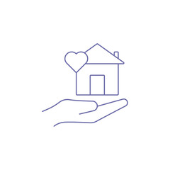 Creative charity home outline icon vector