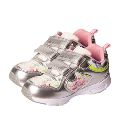 Children's sneakers in silver color. Sports shoes