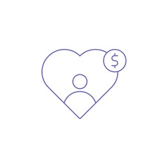Charity foundation donation give hand love outline icon
