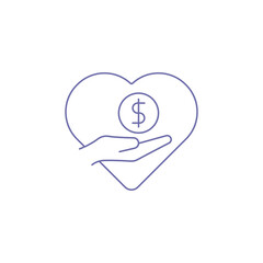 Charity foundation donation give hand love outline icon