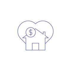 Creative charity home outline icon vector