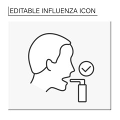 Treatment line icon. Inhaler for treatment of shortness of breath. Asthma treatment.Healthcare. Influenza concept. Isolated vector illustration. Editable stroke