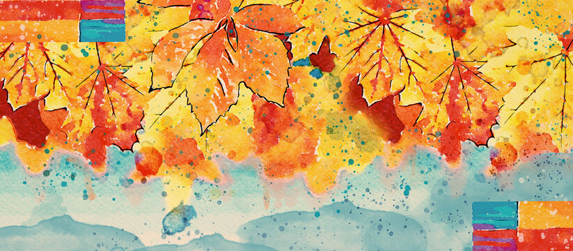 Fall colors. Watercolor design background