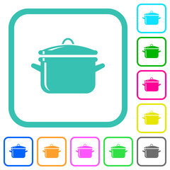 Glossy pot with lid vivid colored flat icons