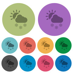 Sunny and snowy weather color darker flat icons